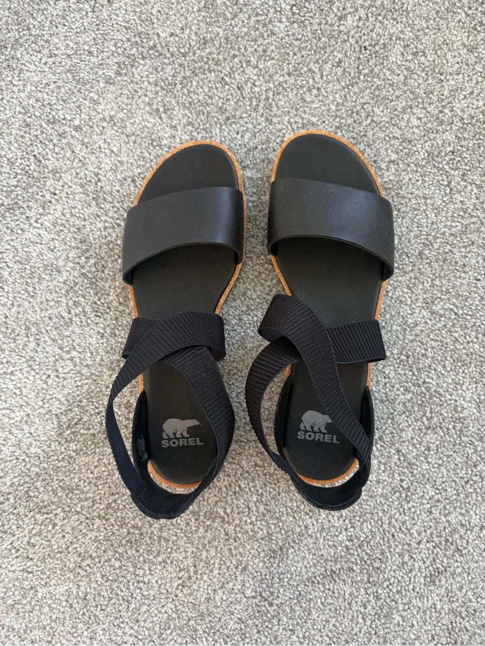 Sorel Ella III Black Sandal Size 8